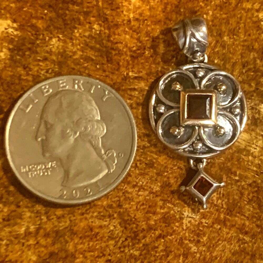 Ross Simons Pendant 14K Gold, Sterling Silver and Garnet - Picture 4 of 6